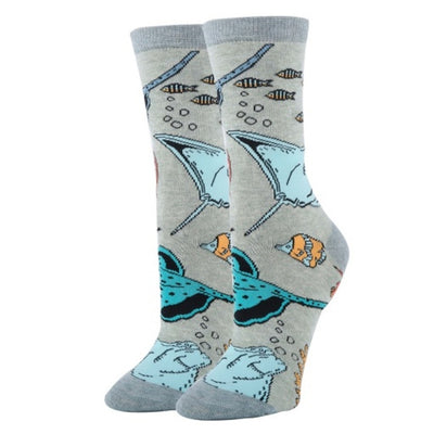 Oooh Yeah - Womens Stingray-Aquatic-Womens Crew Socks