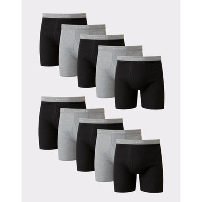 Hanes - Mens Cotton Boxer Brief Underwear Super Value Pack Black/Grey 10-Pack