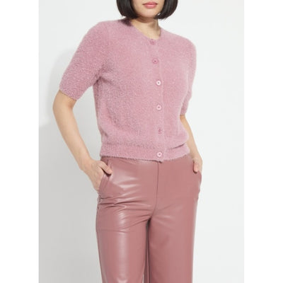 Lysse - Womens Opalite Short Slv Lurex Feather Cardigan
