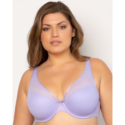 Ariela - Womens Sheer Mesh Plunge T-Shirt Bra - Lavender Mist