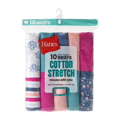 Hanes - Girls Cotton Stretch Brief Underwear 10-Pack