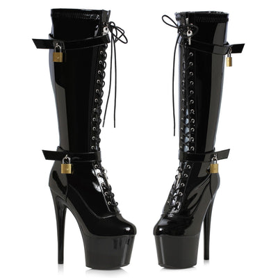 Ellie Shoes - 7" Knee Boot Lace Up with Lock