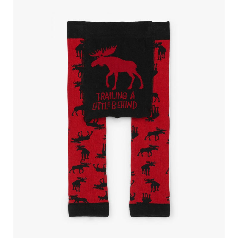 Little Blue House - Moose on Red Baby Tights
