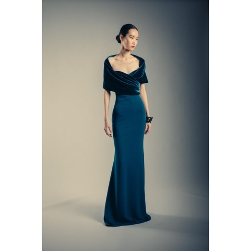 Badgley Mischka - Womens Velvet Drape Cape