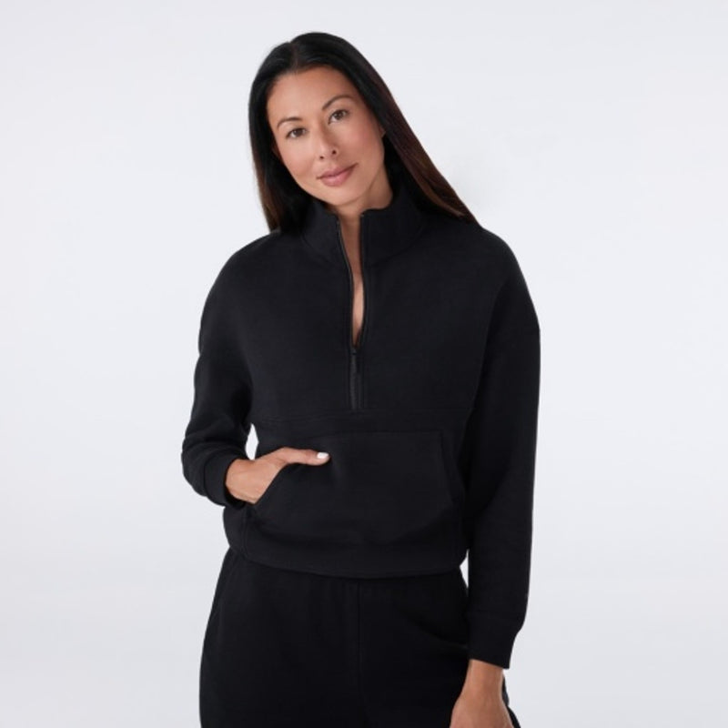 Thirty Three Threads - Unisex F Terry Relaxed Half Zip S Ebony