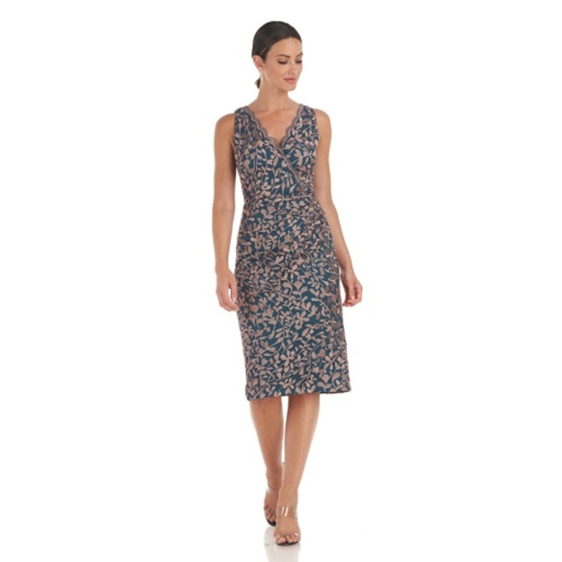 JS Collections - Womens Monica Scalloped Midi Dress