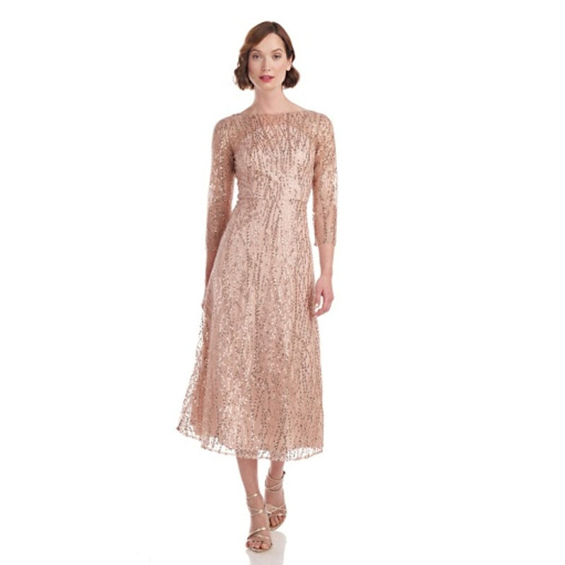 JS Collections - Womens Finley a-Line Tea Length Dress