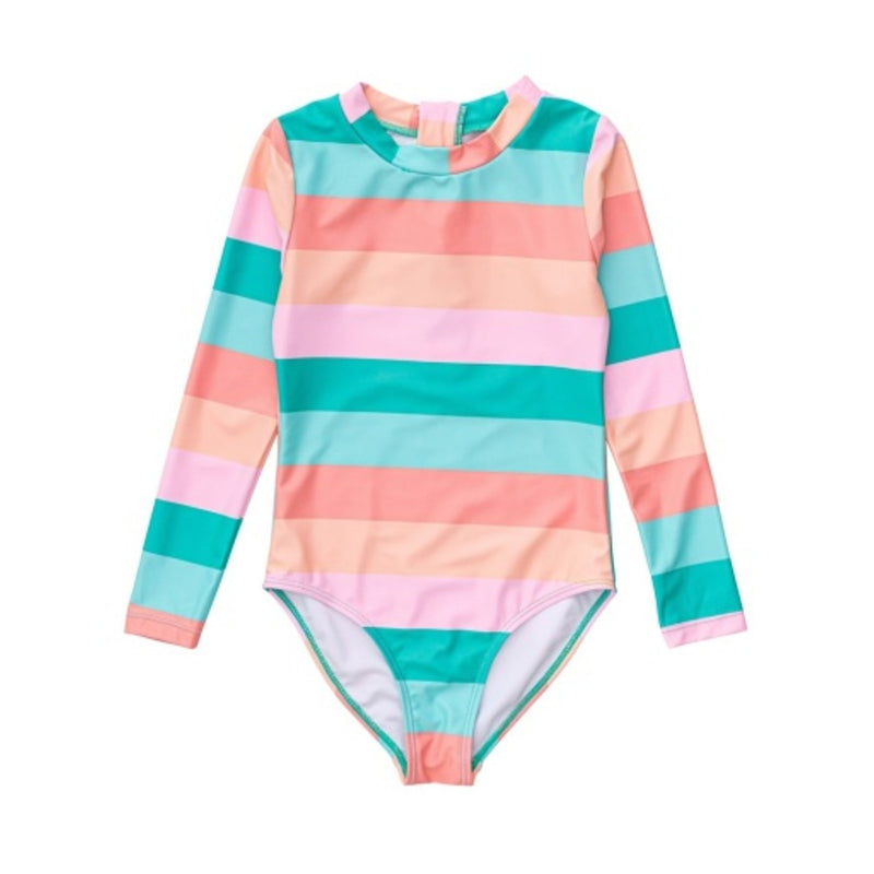 Snapper Rock - Girls Sunset Stripe Long Sleeve Surf Suit