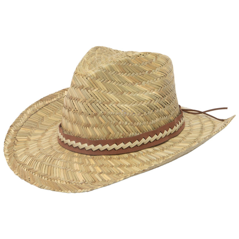 San Diego Hat Company - Mens Woven Rush Straw Cowboy with Faux