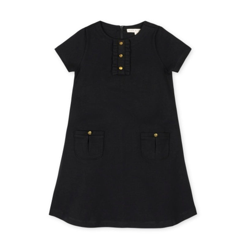 Hope & Henry - Girls Ponte a-Line Ruffle Placket Dress