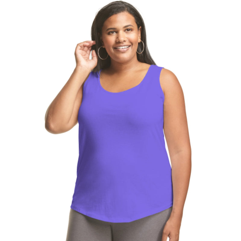 Hanes - Womens Just My Size Women’S Cotton Jersey Tank Shirttail Hem (Plus Size)