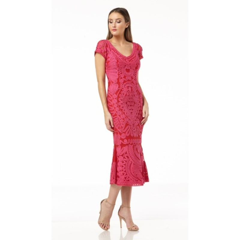 JS Collections - Womens Soutache Embroidered Midi