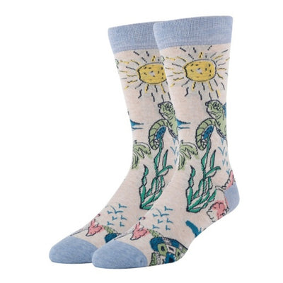 Oooh Yeah - Mens Turtle Breeze-Aquatic-Mens Crew Socks