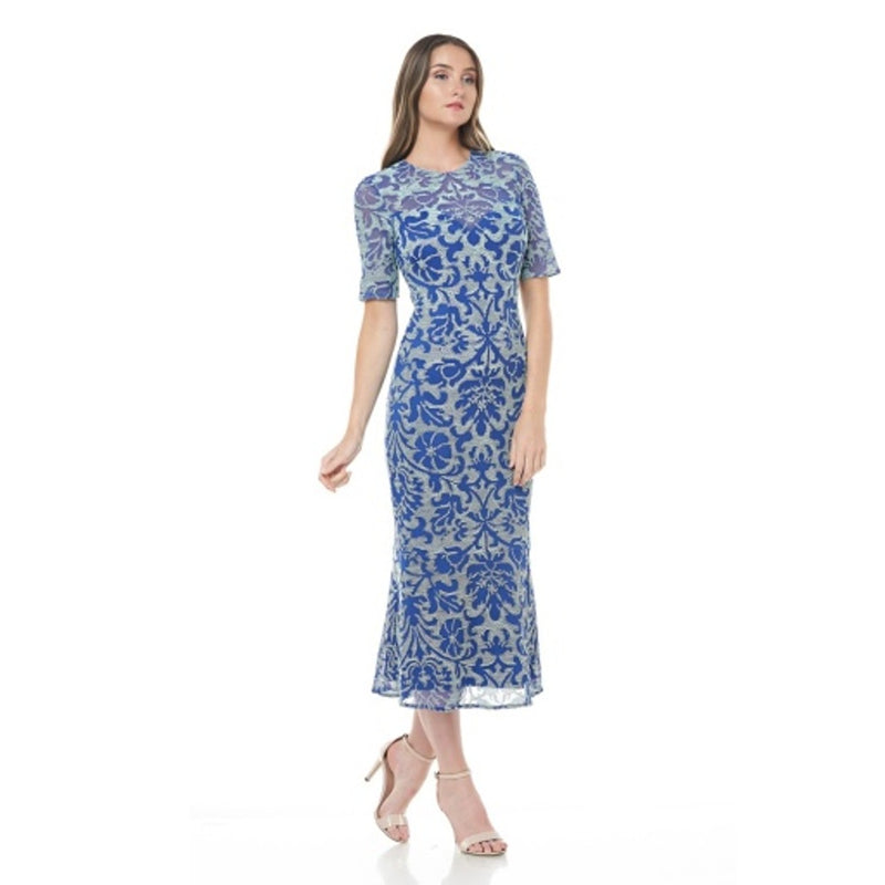 JS Collections - Womens Corded Embroidered Midi Drs