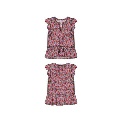 Liverpool Los Angeles - Womens Flutter Slv Peplum Wvn Top with Ties