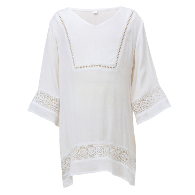 Snapper Rock - Girls White Fluted Kaftan