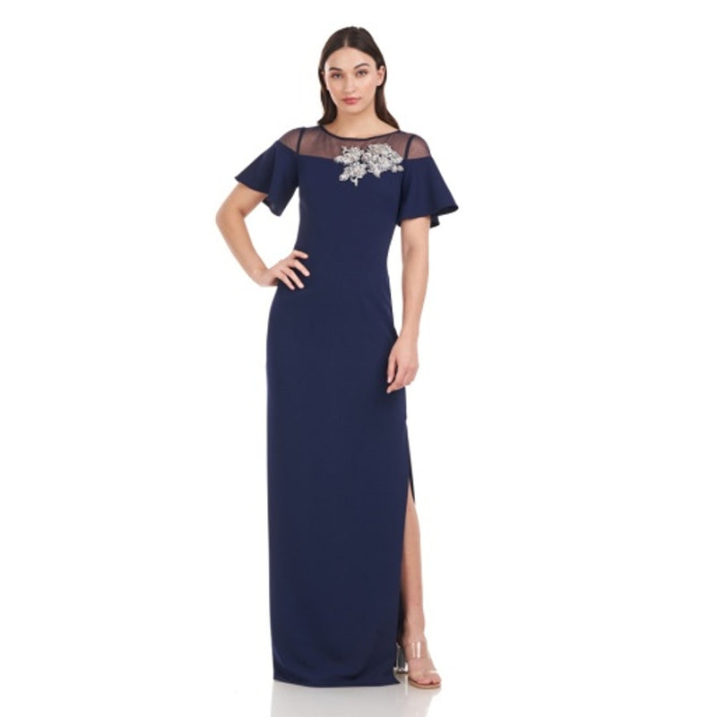 JS Collections - Womens Fleur Beaded Column Gown