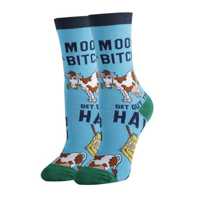 Oooh Yeah - Womens Crew Socks-Mooo Bitch