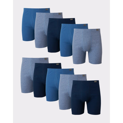 Hanes - Mens Boxer Brief Super Value Pack Comfortsoft Waistband Assorted Blues 10-Pack