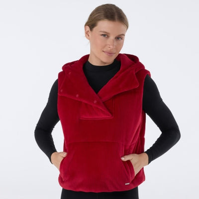 Thirty Three Threads - Unisex Ribbed Velour Puffer Vest Ruby