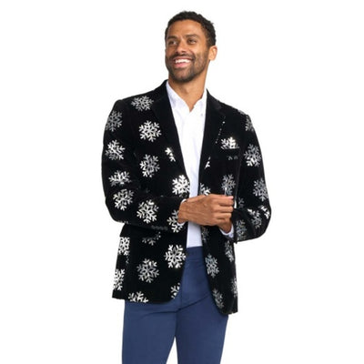Tipsy Elves - Mens Sequined Snowflake Velvet Blazer
