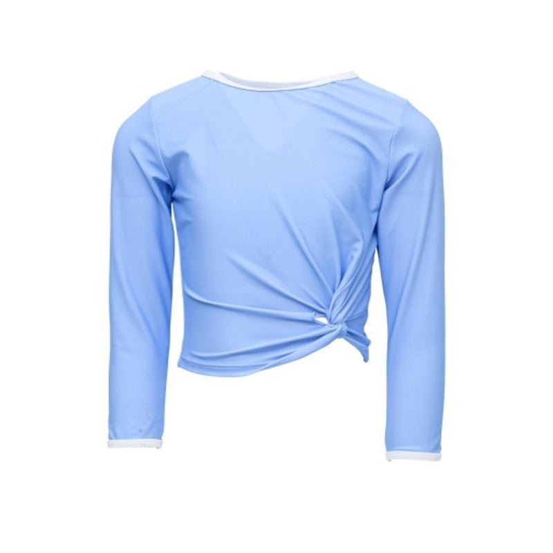 Snapper Rock - Girls Powder Blue Sustainable Long Sleeve Wrap Crop Top