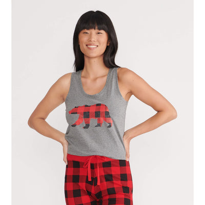 Little Blue House - Plaid Bear Womens Pajama Tank