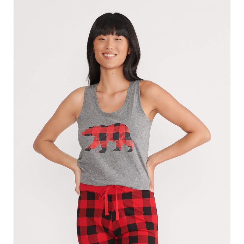 Little Blue House - Plaid Bear Womens Pajama Tank