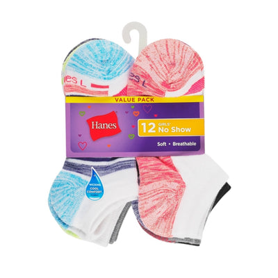 Hanes - Girls Cool Comfort Girls' Mesh No Show Socks 12-Pairs