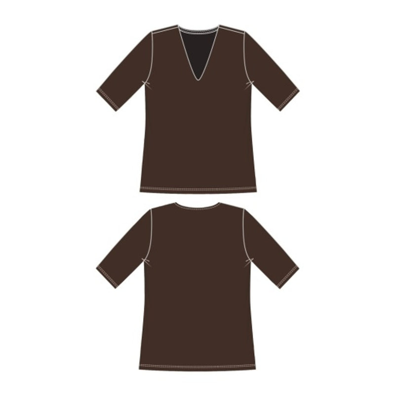 Liverpool Los Angeles - Womens Double Layer V Neck 1/2 Sleeve Rib Knit Top