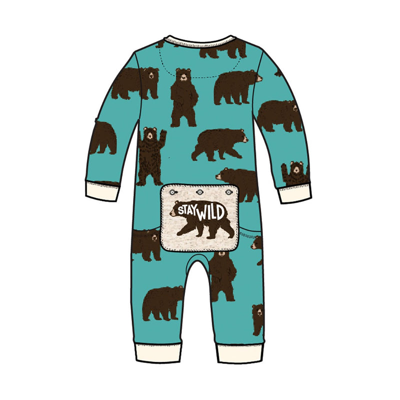 Little Blue House - Brown Bears Baby Union Suit
