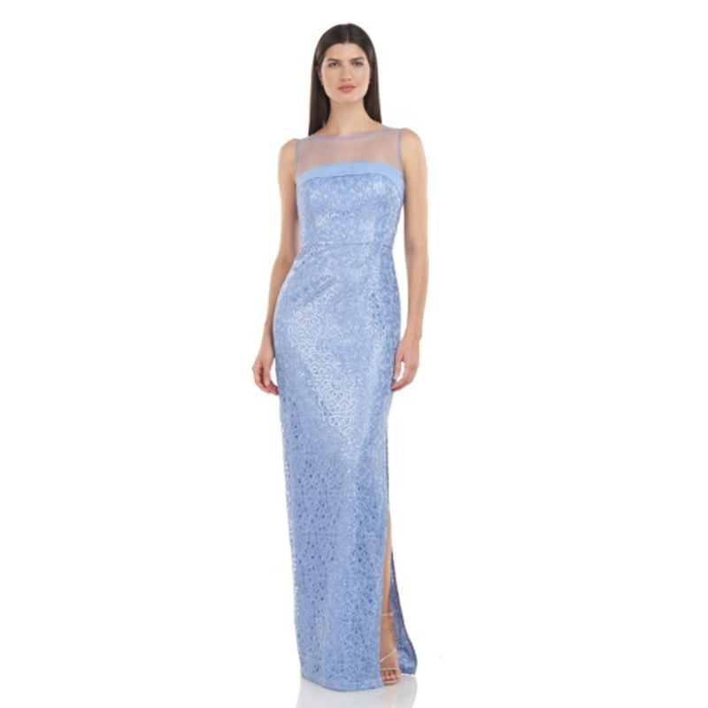 JS Collections - Womens Michelle Illusion Column Gown