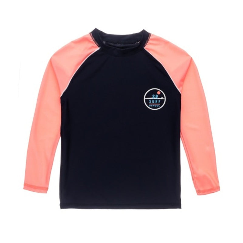 Snapper Rock - Boys Surf School Navy Coral Long Sleeve Rash Top
