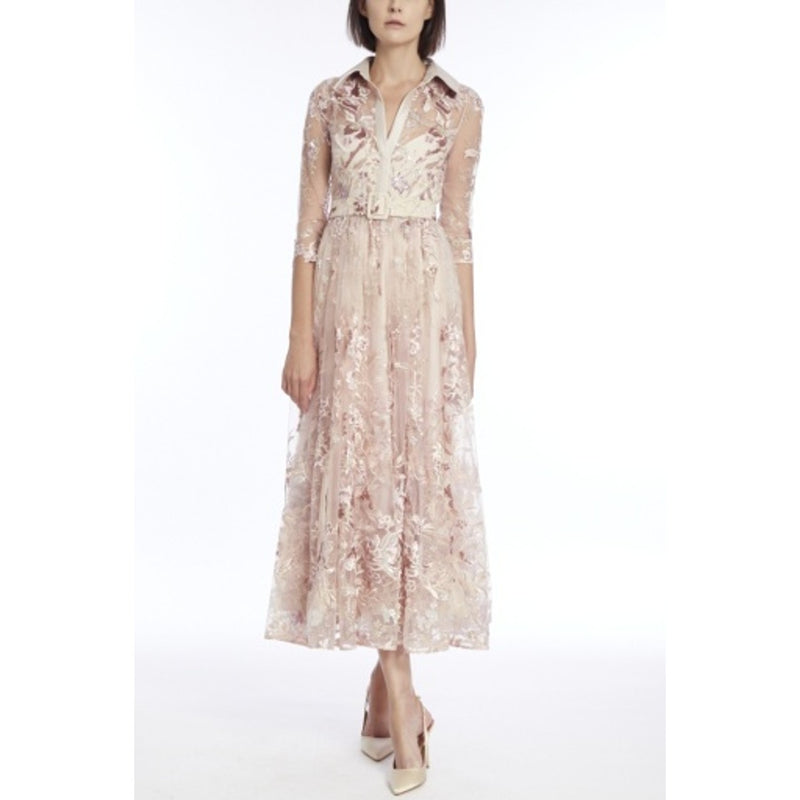Badgley Mischka - Womens Emb Midi Shirt Dress