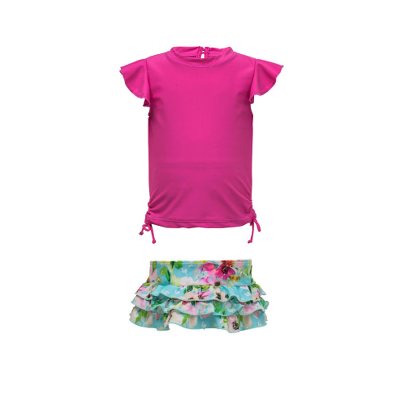 Snapper Rock - Baby Watercolor Floral Short Sleeve Ruffle Set