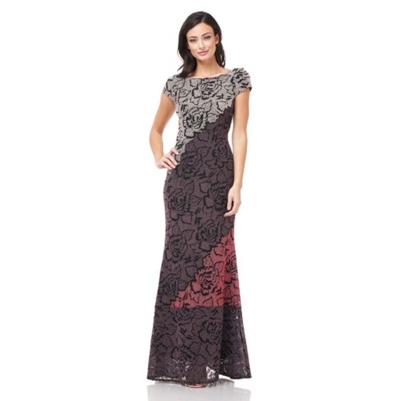 JS Collections - Womens Embroidered Ss Shift Gown