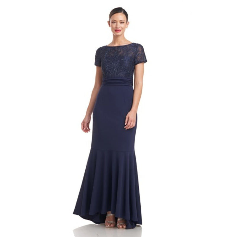JS Collections - Womens Celia Mixed Media Mermaid Gown