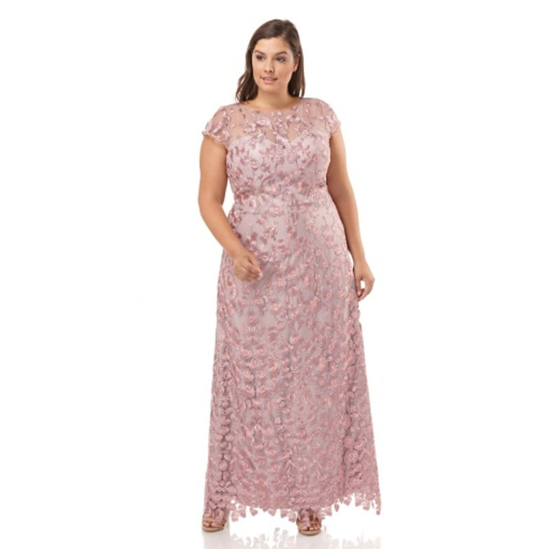 JS Collections - Womens Ss Floral Embroidered Gown