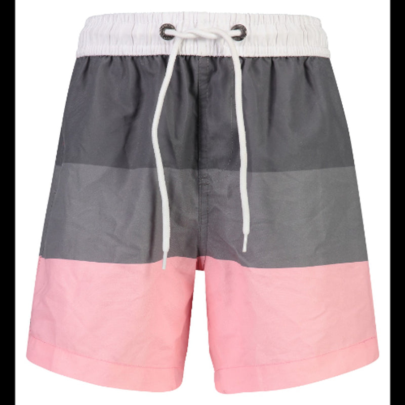 Snapper Rock - Boys Grey Pink Block Stripe Boardies