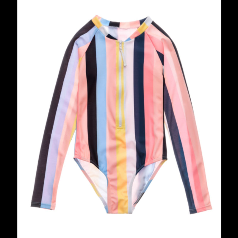 Snapper Rock - Girls Opti Stripe Long Sleeve Surf Suit