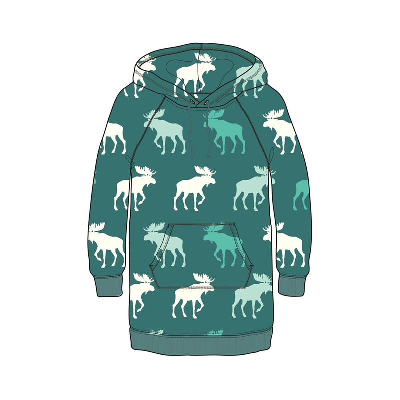 Little Blue House - Unisex Minty Moose Silhouette Adult Oversized Fleece Hood