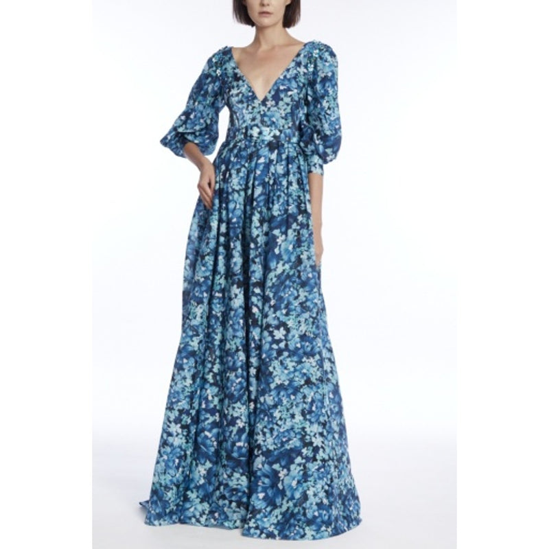 Badgley Mischka - Womens Print V Nk Puff Slv