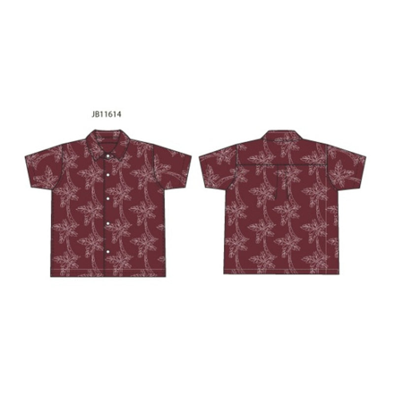 Janie and Jack - Boys with Es Short Sleeve Burgundy Palm Gauze Shirt Sm2