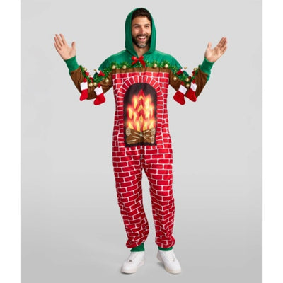 Tipsy Elves - Mens Festive Fireplace Light Up Jumpsuit