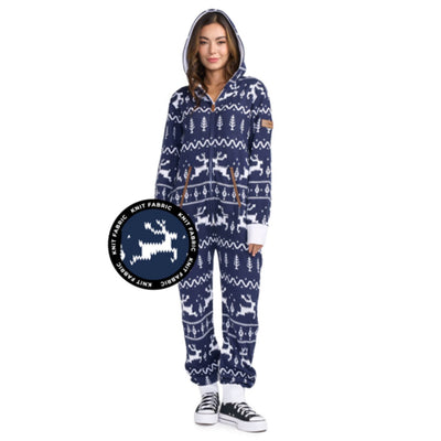 Tipsy Elves - Womens Navy Fair Isle Knit Jumpsuit