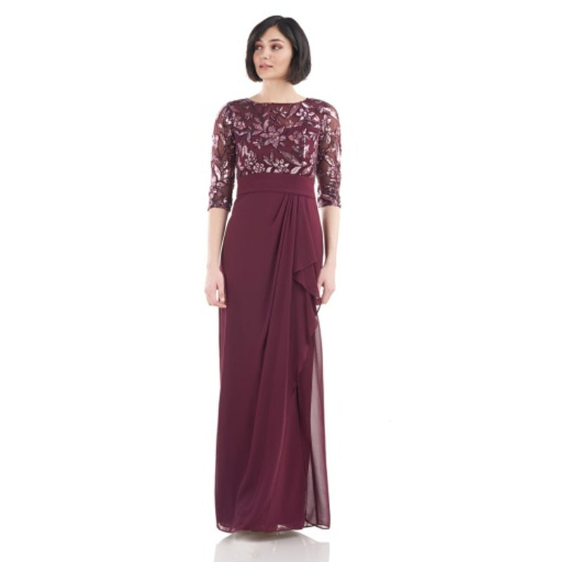 JS Collections - Womens Tessa Boat Neck Column Gown