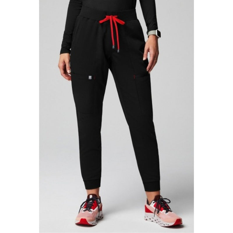 Fabletics - Womens on-Call Scrub Jogger - Black/Goji Red