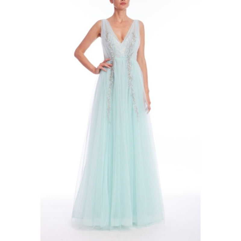 Badgley Mischka - Womens Tulle Crystl Ballgwn