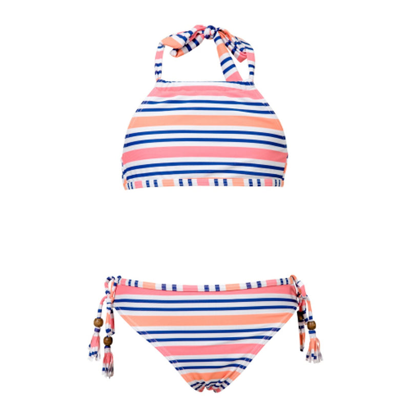 Snapper Rock - Girls Neon Stripe Halter Bikini