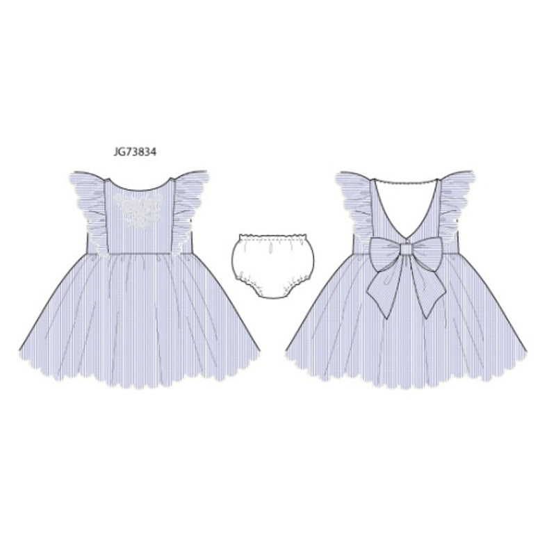 Janie and Jack - Girls with Blu Wht Stripe Emb Dress E1